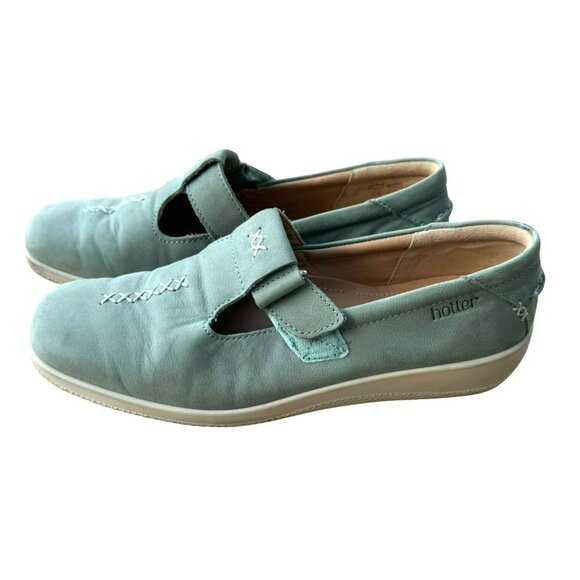 Hotter Comfort Concept Leather Shoes Sunset 8 Teal Green Cushioned Casual Loafer - Picture 2 of 13
